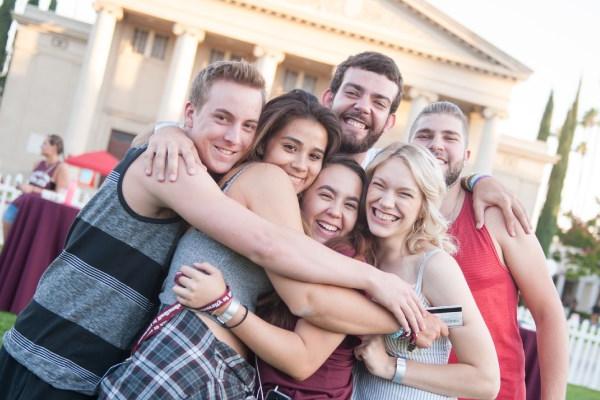 Students group hug